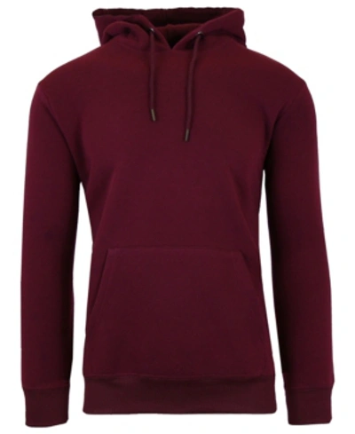 Galaxy By Harvic Men's Oversized Slim-fit Fleece-lined Pullover Hoodie In Burgundy