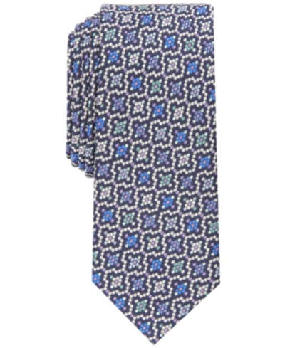 Bar Iii Men's Kottas Slim Floral Mosaic Tie, Created For Macy's In Aqua