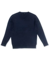 ALFANI MEN'S SOLID V-NECK COTTON SWEATER, CREATED FOR MACY'S
