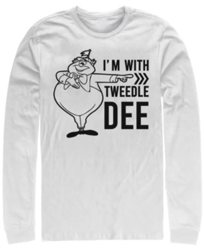 Fifth Sun Alice In Wonderland Tweedle Dee Men's Long Sleeve Crew Neck T-shirt In White