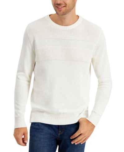 Club Room Men's Textured Cotton Sweater, Created For Macy's In Winter Ivory