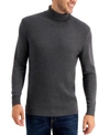 Club Room Men's Textured Cotton Turtleneck Sweater, Created For Macy's In Charcoal Heather
