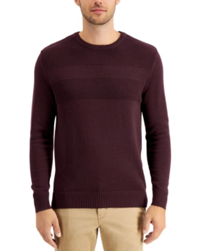 Club Room Men's Textured Cotton Sweater, Created For Macy's In Red Plum