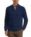 Club Room Men's Quarter-zip Textured Cotton Sweater, Created For Macy's In Navy Blue