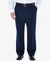 Haggar Men's Big & Tall Premium No Iron Khaki Classic Fit Flat Front Hidden Expandable Waistband Pants In Dark Navy