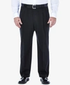 Haggar Men's Big & Tall Premium No Iron Khaki Classic Fit Flat Front Hidden Expandable Waistband Pants In Black