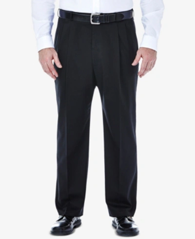 HAGGAR MEN'S BIG & TALL PREMIUM NO IRON KHAKI CLASSIC-FIT PLEATED HIDDEN EXPANDABLE WAISTBAND PANTS