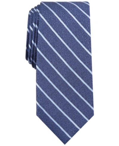 Alfani Men's Primrose Slim Textured Stripe Tie, Created For Macy's In Navy
