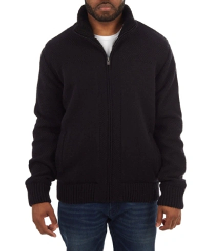 X-ray Men's Color Blocked Full-zip High Neck Sweater Jacket In Black