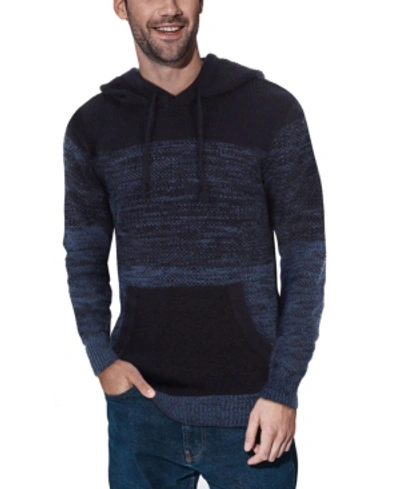 X-ray X Ray Colorblock Knitted Pullover Hooded Sweater In Blue