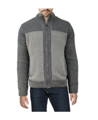 X-ray Men's Color Blocked Full-zip High Neck Sweater Jacket In Oatmeal