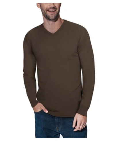 X-ray Men's Basic V-neck Pullover Midweight Sweater In Dark Brown