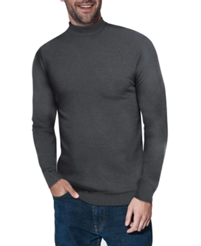 X-ray Men's Basice Mock Neck Midweight Pullover Sweater In Heather Charcoal