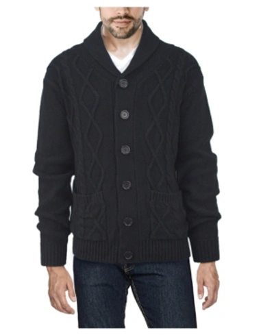 X-ray Shawl Collar Cable Knit Cardigan Sweater In Black