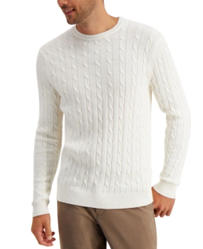 Club Room Men's Chunky Cable Knit Turtleneck Sweater, Created For Macy's In Winter Ivory