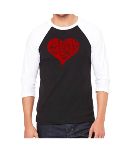 La Pop Art Men's Raglan Word Art T-shirt In Black