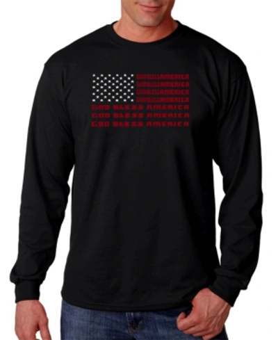 La Pop Art Men's God Bless America Word Art Long Sleeve T-shirt In Black