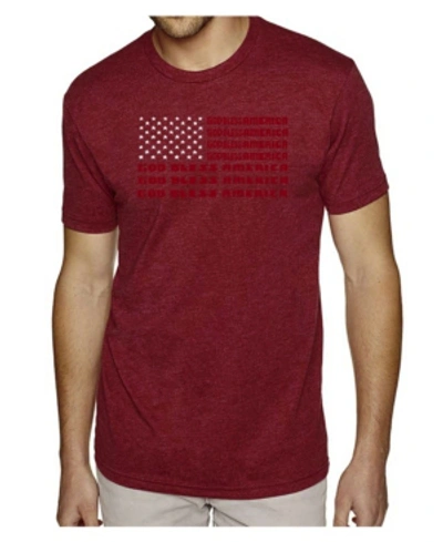 La Pop Art Men's Premium Word Art God Bless America T-shirt In Dark Red