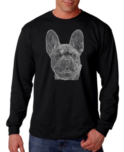La Pop Art Men's French Bulldog Word Art Long Sleeve T-shirt In Black