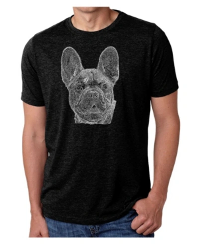 La Pop Art Men's Premium Word Art French Bulldog T-shirt In Black