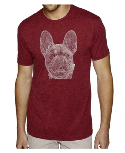 La Pop Art Men's Premium Word Art French Bulldog T-shirt In Dark Red