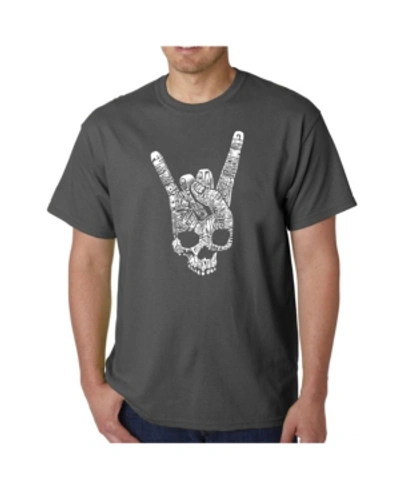 La Pop Art Men's Heavy Metal Genres Word Art T-shirt In Gray