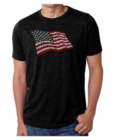 La Pop Art Men's Premium Word Art American Wars Tribute Flag T-shirt In Black