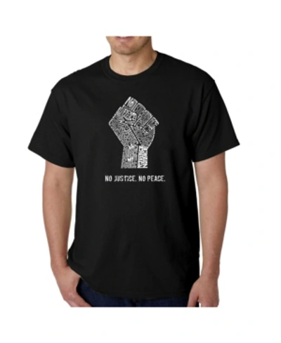La Pop Art Men's No Justice, No Peace Word Art T-shirt In Black