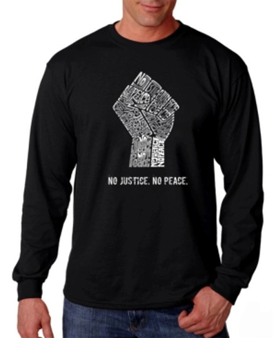 La Pop Art Men's No Justice, No Peace Word Art Long Sleeve T-shirt In Black
