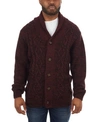 X-ray Shawl Collar Cable Knit Cardigan Sweater In Burgundy