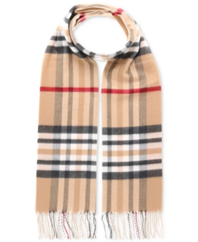 V Fraas Men's Exploded Plaid Cashmink Scarf In Camel