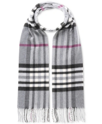 V Fraas Men's Exploded Plaid Cashmink Scarf In Grey