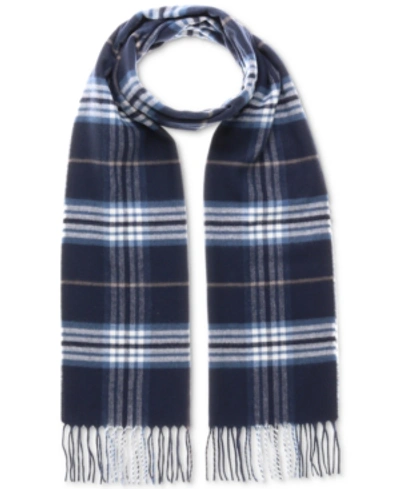 V Fraas Men's Classic Plaid Cashmink Scarf In Navy