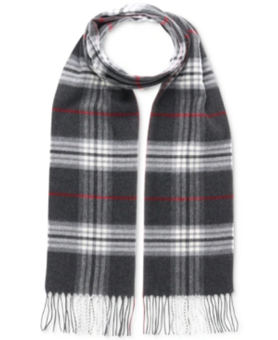 V Fraas Men's Classic Plaid Cashmink Scarf In Charcoal