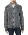 X-ray Men's Shawl Collar Cable Knit Cardigan In Charcoal Gray