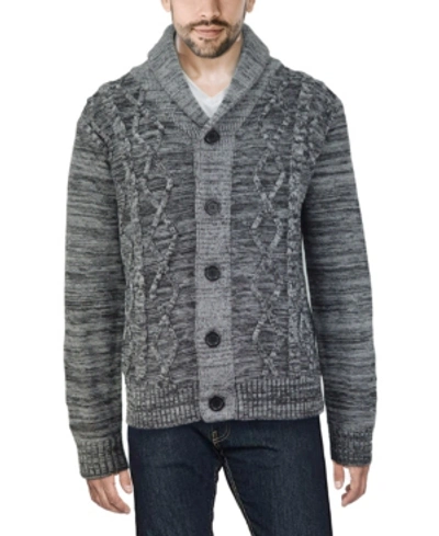 X-ray Men's Shawl Collar Cable Knit Cardigan In Charcoal