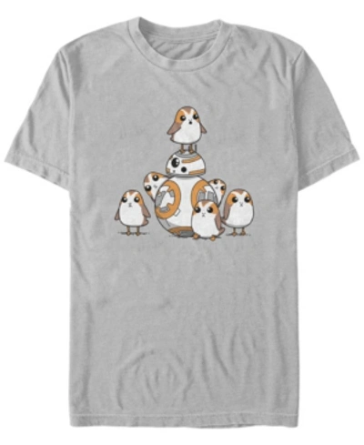 Fifth Sun Men's Star Wars - Episode 8 Bb8 And Porgs Short Sleeve T-shirt In Silver-tone