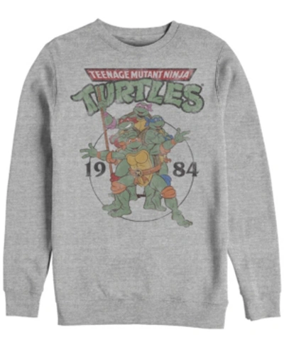 Fifth Sun Men's Teenage Mutant Ninja Turtles Group Elite Crew Fleece Pullover T-shirt In Atheletic Heather