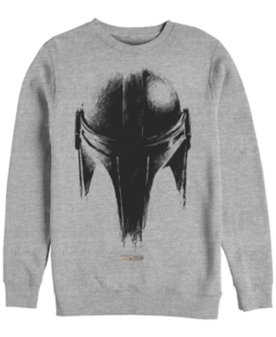 Fifth Sun Men's Star Wars Mandalorian Sketch Helm Crew Fleece Pullover T-shirt In Atheletic Heather