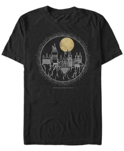 Fifth Sun Men's Deathly Hallows 2 Hogwarts Line Art Short Sleeve T-shirt In Black