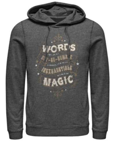 Fifth Sun Men's Deathly Hallows 2 Humble Words Fleece Pullover Hoodie In Charcoal Heather