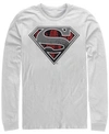 Fifth Sun Men's Superman Concrete Logo Long Sleeve Crew Tee In White