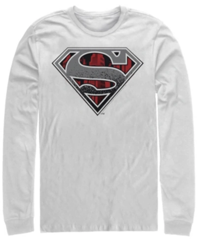 Fifth Sun Men's Superman Concrete Logo Long Sleeve Crew Tee In White