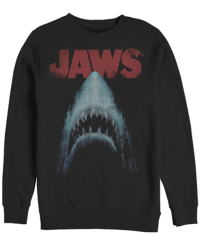 Fifth Sun Men's Jaws Poster Crew Fleece Pullover T-shirt In Black