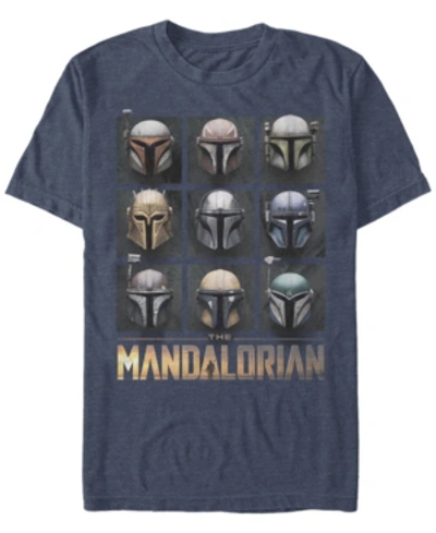 Fifth Sun Men's Star Wars Mandalorian Mando Helmet Boxup Short Sleeve T-shirt In Blue