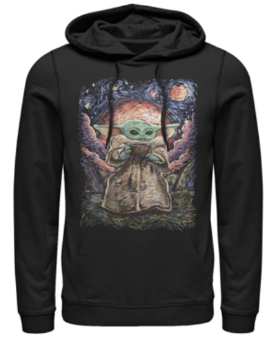 Fifth Sun Men's Star Wars Mandalorian Sipping Starries Fleece Pullover Hoodie In Black