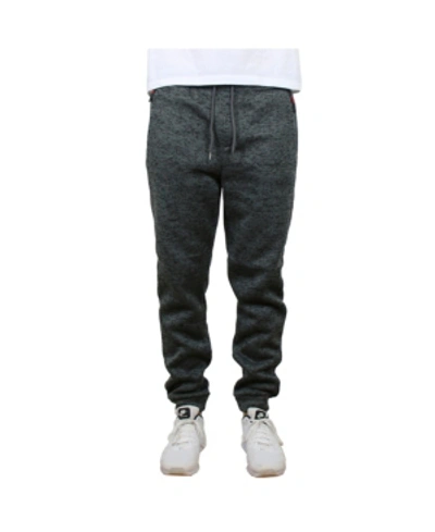 Galaxy By Harvic Men's Slim-fit Marled Fleece Joggers With Zipper Side Pockets In Charcoal