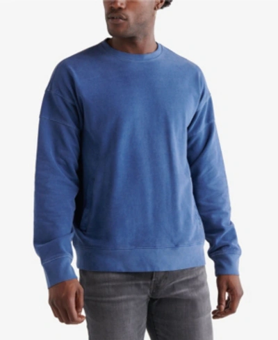 Lucky Brand Men's Sueded Fleece California Crew Sweatshirt In Black Iris