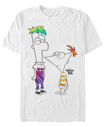 Fifth Sun Men's Phineas And Ferb Boys Of Tie Dye Short Sleeve T-shirt In White
