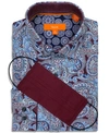 TALLIA MEN'S SLIM-FIT 4-WAY PERFORMANCE STRETCH PAISLEY-PRINT DRESS SHIRT WITH PLEATED FACE MASK